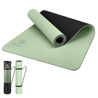 Gruper Yoga Mat Non Slip Thick 1/3'', Eco Friendly Fitness Exercise Mat with Carrying Strap,Pro Yoga Mats for Women,Workout Mats for Home, Pilates and Floor Exercises