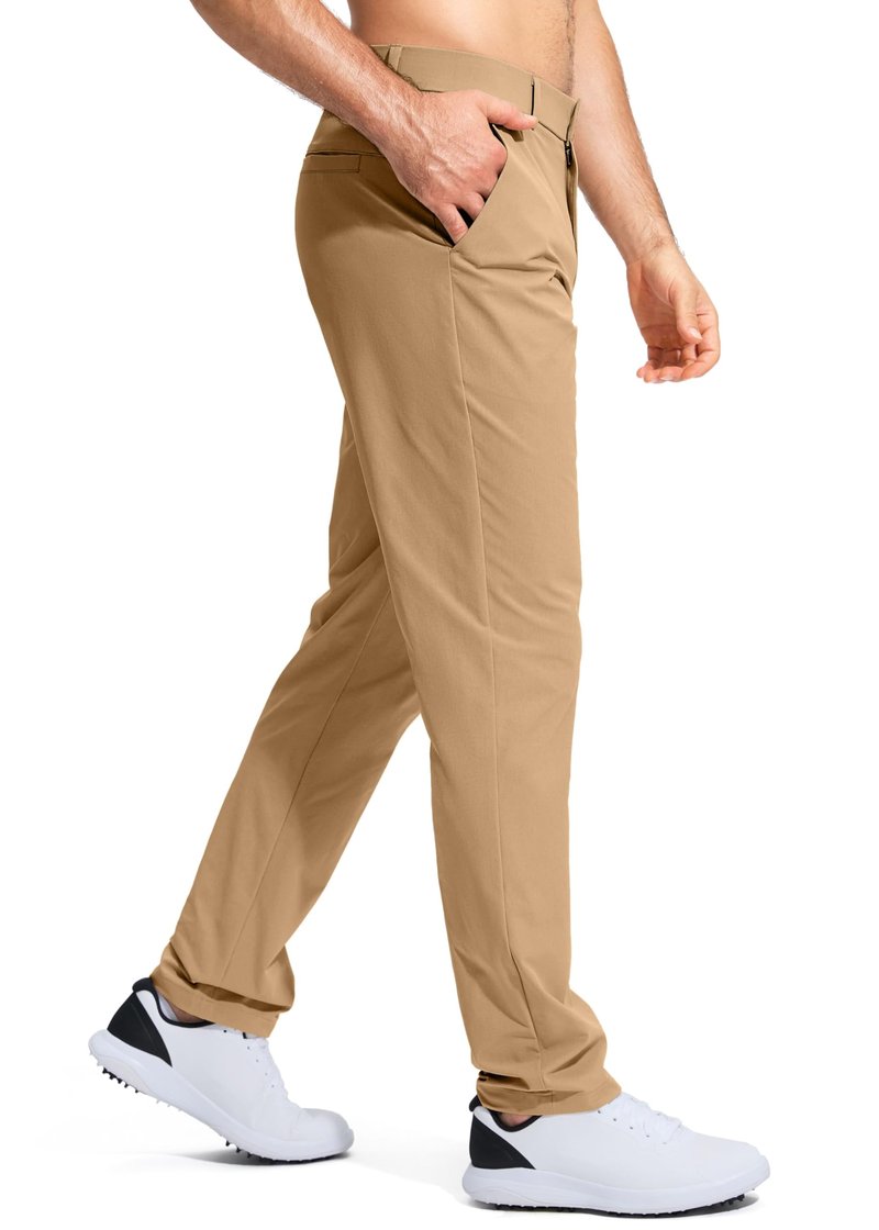 Pudolla Men's Golf Pants Mens Stretch Dress Pants 30 Lightweight Quick Dry Casual Slacks Work Pants with Pockets(Dark Khaki 40Wx30L)