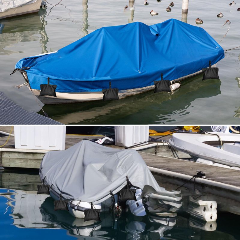 Boat Cover Sand Bags Weights, Weighted Bags Fit for Boat Mooring Covers Car RV Cover, 900D Marine Grade Sand Bags for Weight, Windproof Weighted Sandbags Tarp Weights & Tarp Clip Boating Accessories