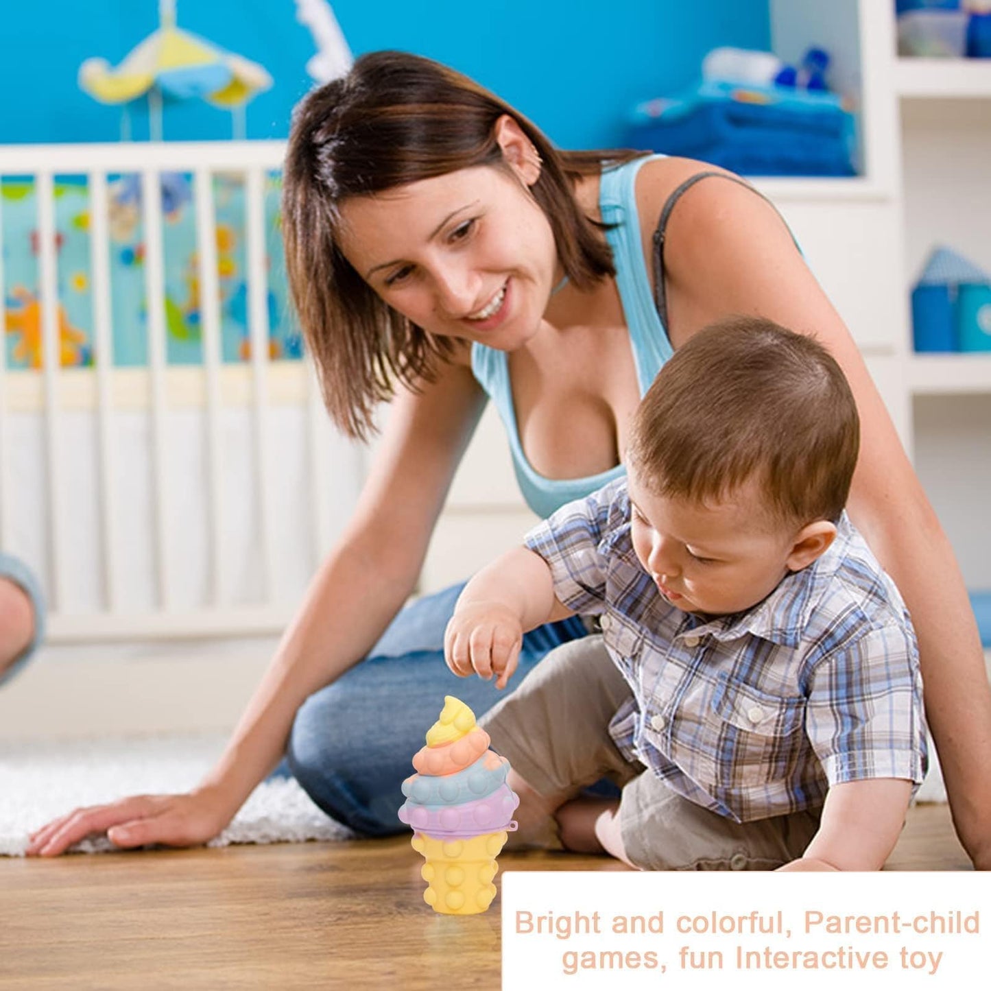 Anboor Fidget Toys, 3D Ice Cream Pop Stress Ball Sensory Toy Anxiety Stress Reliever Toy for Autism Early Education Halloween Presents Ideas Teens Adults Presents Girls Boys Toddler