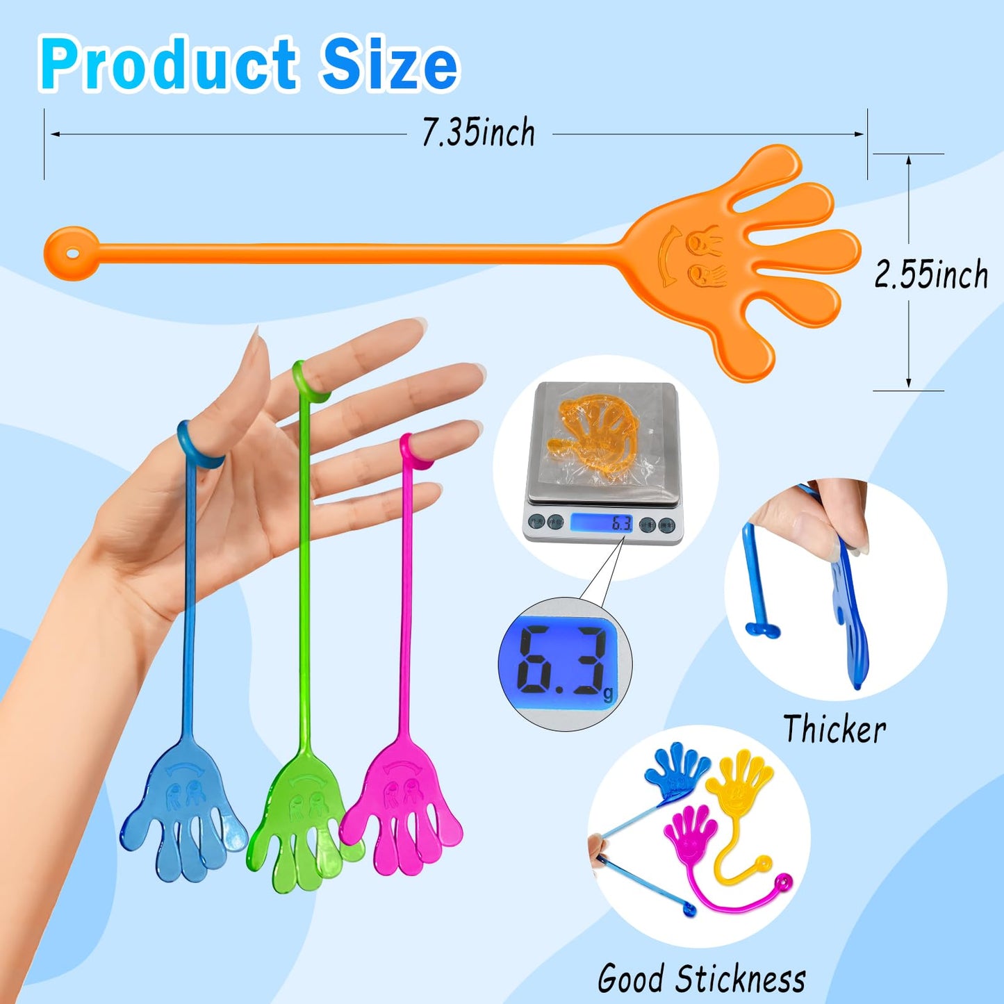 Valentines Sticky Hands Bulk 48PCS Valentines Day Gifts for Kids Classroom Prizes Valentines Party Favors for Kids Stretchy Heart Sticky Hand Toy Valentines Day Goodie Bag Stuffers Kid Party Supplies
