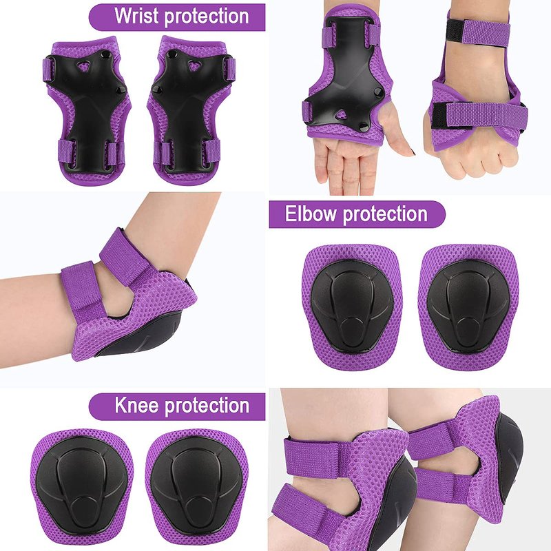 Kids Protective Gear Set Wemfg Knee Pads for Kids 3-8 Years Toddler Knee and Elbow Pads with Wrist Guards 3 in 1 for Skating Cycling Bike Rollerblading Scooter（Purple）