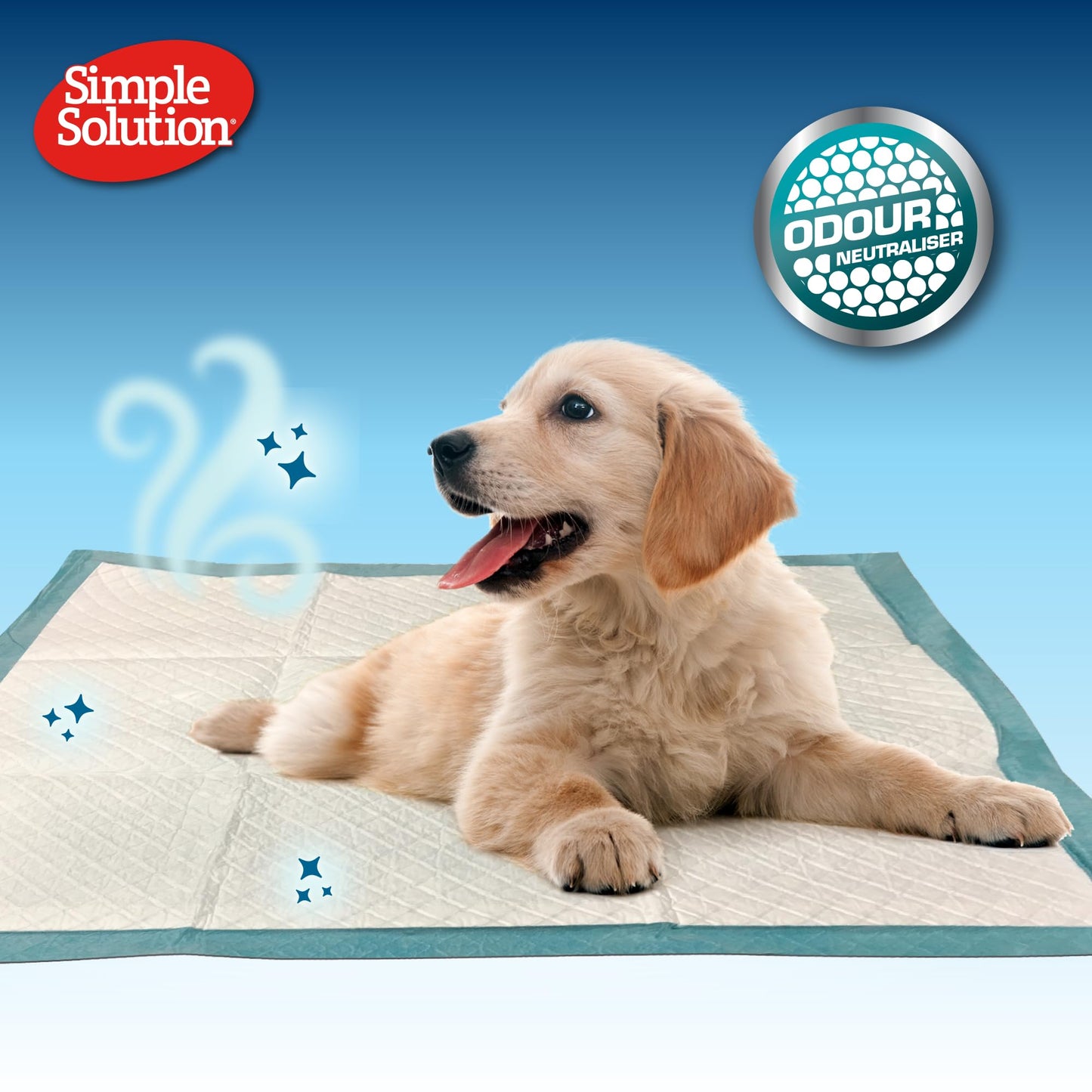Simple Solution Super Absorbent Premium Dog and Puppy Training Pads Pack of 100. 60x60cm. Leak-proof 6 layer design. Anti-slip, odour-neutralising. Large 100 Pack