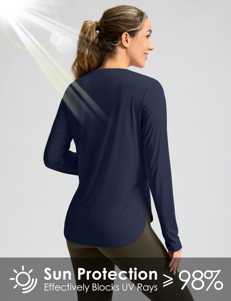 Women's Sun Shirts UPF 50+ Long Sleeve UV Protection Shirt Lightweight Quick Dry Workout Hiking Tops for Women(Navy,XS)