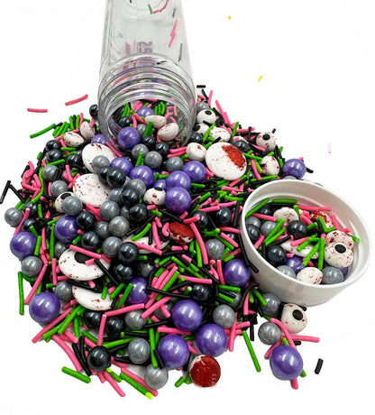 Halloween Sprinkles Pearl Sugar Eyeball Candy 120g/ 4.2oz Baking Edible Cake Decorations Cupcake Toppers Cookie Decorating Ice Cream Toppings Celebrations Shaker Jar Wedding Shower Party Chirstmas Supplies (Eyeball purple pink green candy)