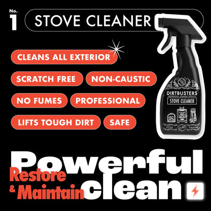 Dirtbusters Stove Polish & Stove Cleaner for Wood & Log Burners & Fireplace Grates, Clean & Restore to Black (250ml & 750ml)