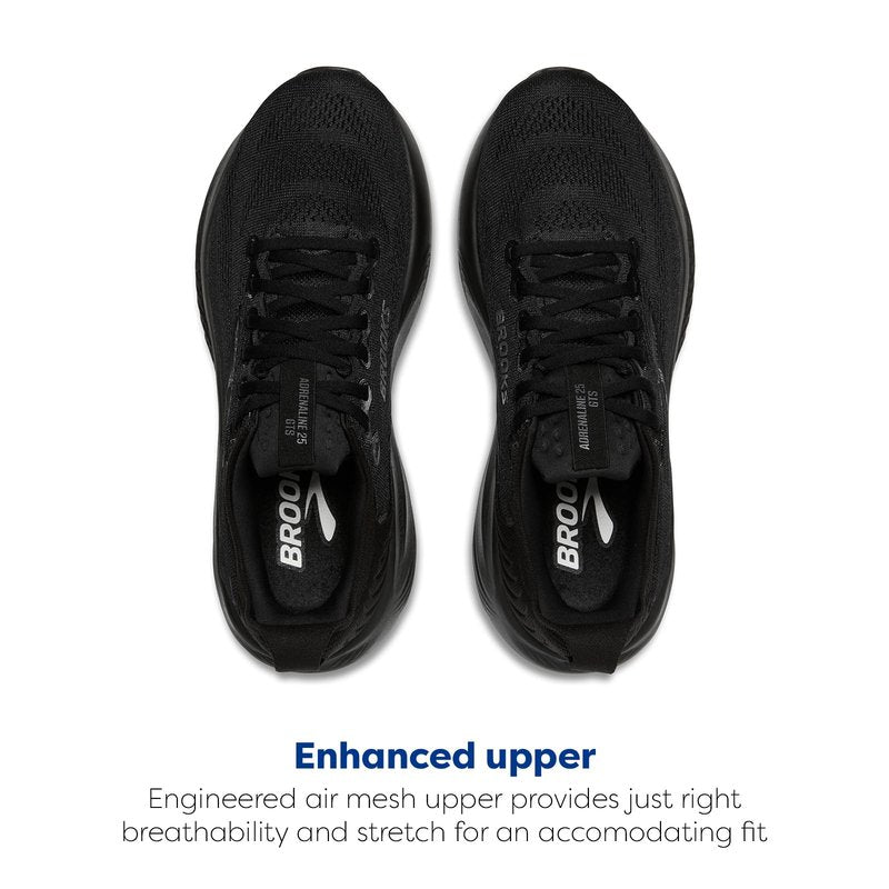 Brooks Men’s Adrenaline GTS 25 Supportive Running & Walking Shoe - Black/Black/Ebony - 10.5 Medium