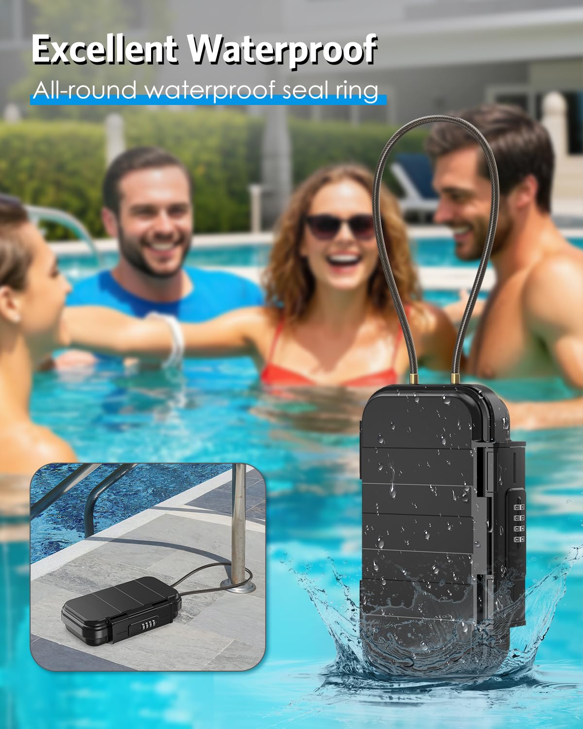 AMIR Portable Safe Box, Combination Security Case LockBox with Code, Waterproof Anti-Theft Mini Travel Safe Box with Removable Chain, Portable Lock Box for Home, Office, Christmas