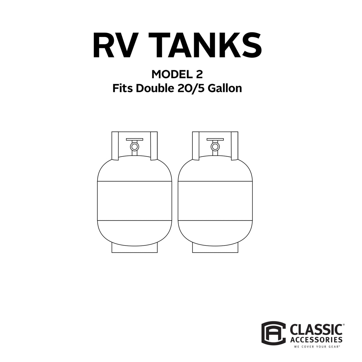 Classic Accessories Over Drive RV Tank Cover, Double 20/5 Gallon Tanks, Grey, Heavy-Duty Fabric, Zippered Access, Elasticized Hem