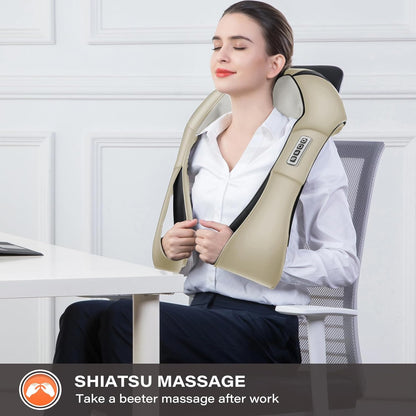 Neck Back Massager, Shiatsu Neck and Shoulder Massager with Heat, 3D Deep Tissue Kneading Massager Electric Massager for Shoulder, Back, Leg Muscle Pain Relief, Home & Office Use (Black)