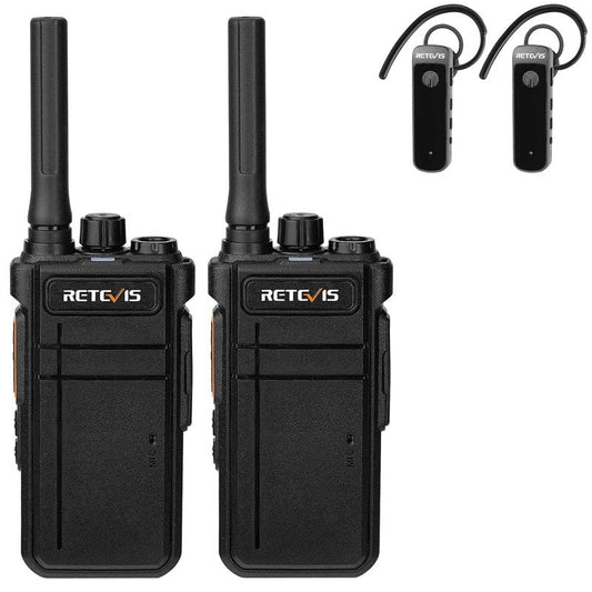 Retevis RB37 Bluetooth Walkie Talkies,Bluetooth Two Way Radio New Version,2000 mAh&120h Standby Long Battery Life,Wireless Earpiece,Flashlight,VOX,Type-C,2 Way Radio for Church Hospital Family(2Pack)
