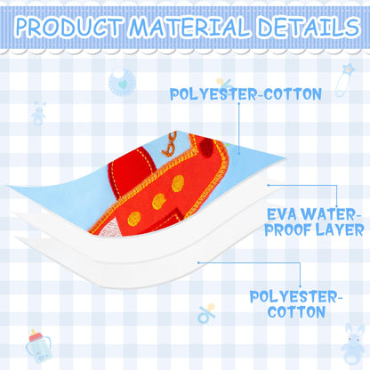 2ooya 7Pcs Cotton Waterproof Baby Bibs Adjustable Hook Loop Closure Infant Bib Unisex Blue Newborn Infant Food Bibs Keepsake Baby Gift for Drooling Feeding Eating Teething, 6-12 Months