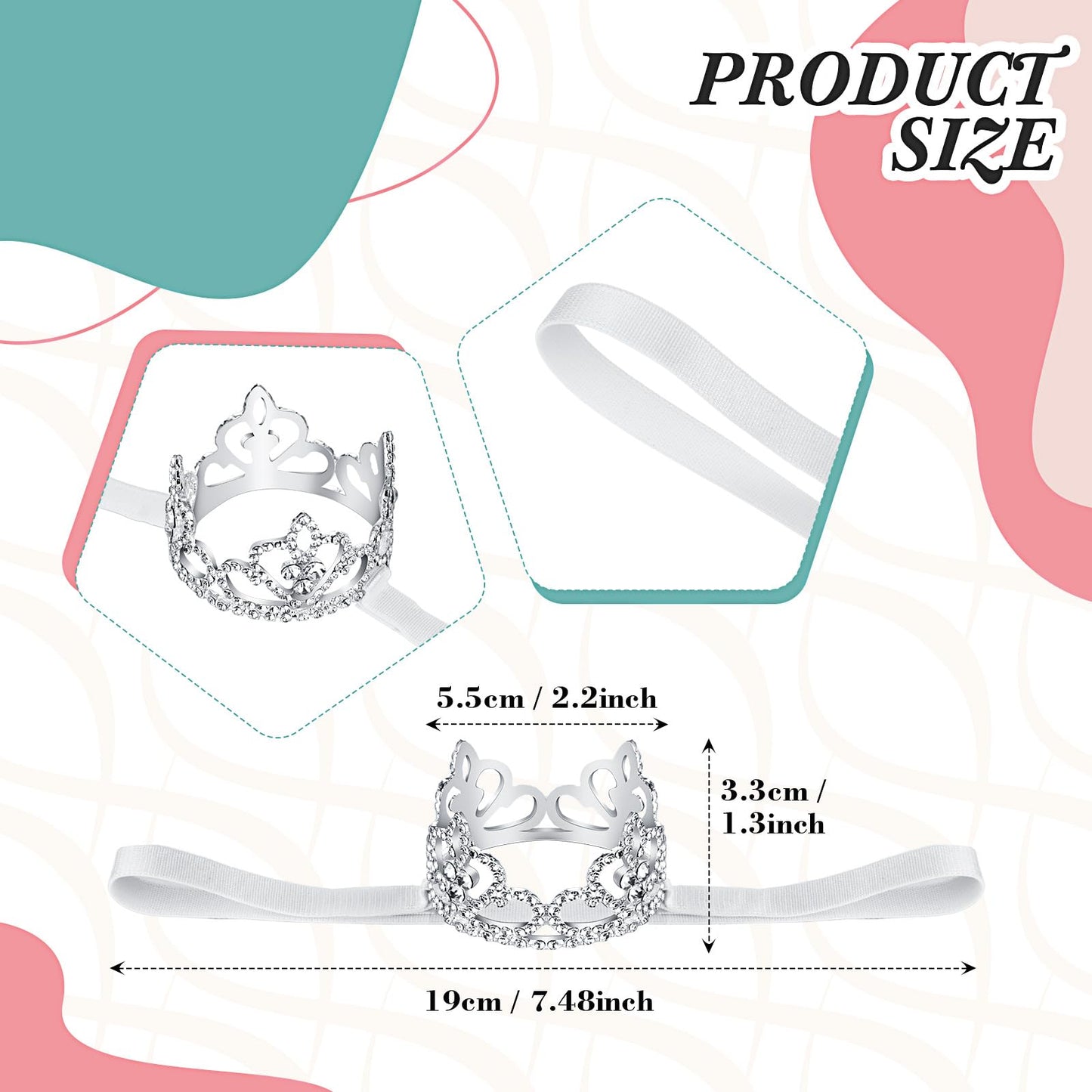 2 Pcs Dog Crown Headband Dog Tutu Dress Set Crystal Rhinestone Tiara Crown Tutu Skirt Pet Dress Costume for Puppy Birthday Party Wedding Photo Prop Costume(Large,Rose Red, White)