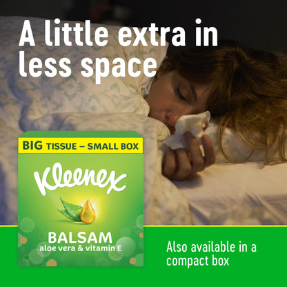 Kleenex® Balsam Facial Tissues - Pack of 12 Tissue Boxes - Balm Tissues Protect and Soothe Your Nose When You've Got a Cold - Balmcare® with Aloe Vera, Vitamin E and Calendula