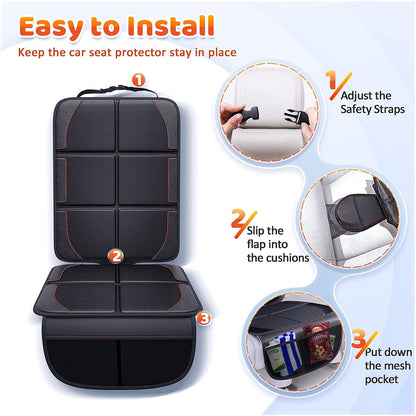 Gimars Car Seat Protector, 2 Pack, Leather Seats Protectors for Child Seats, Isofix Compatible, Waterproof Baby Carseat Cover with Thicker Pad, 2 Mesh Pockets for SUV Sedan Trunk Pet Kids