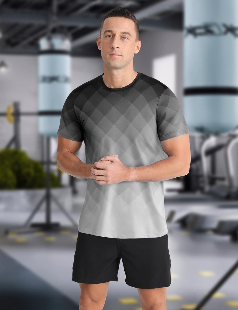Men's Athletic T-Shirt Performance Gym Shirt Quick Dry Moisture Wicking for Running Workout Outdoor Activities Short Sleeve Lightweight Tops