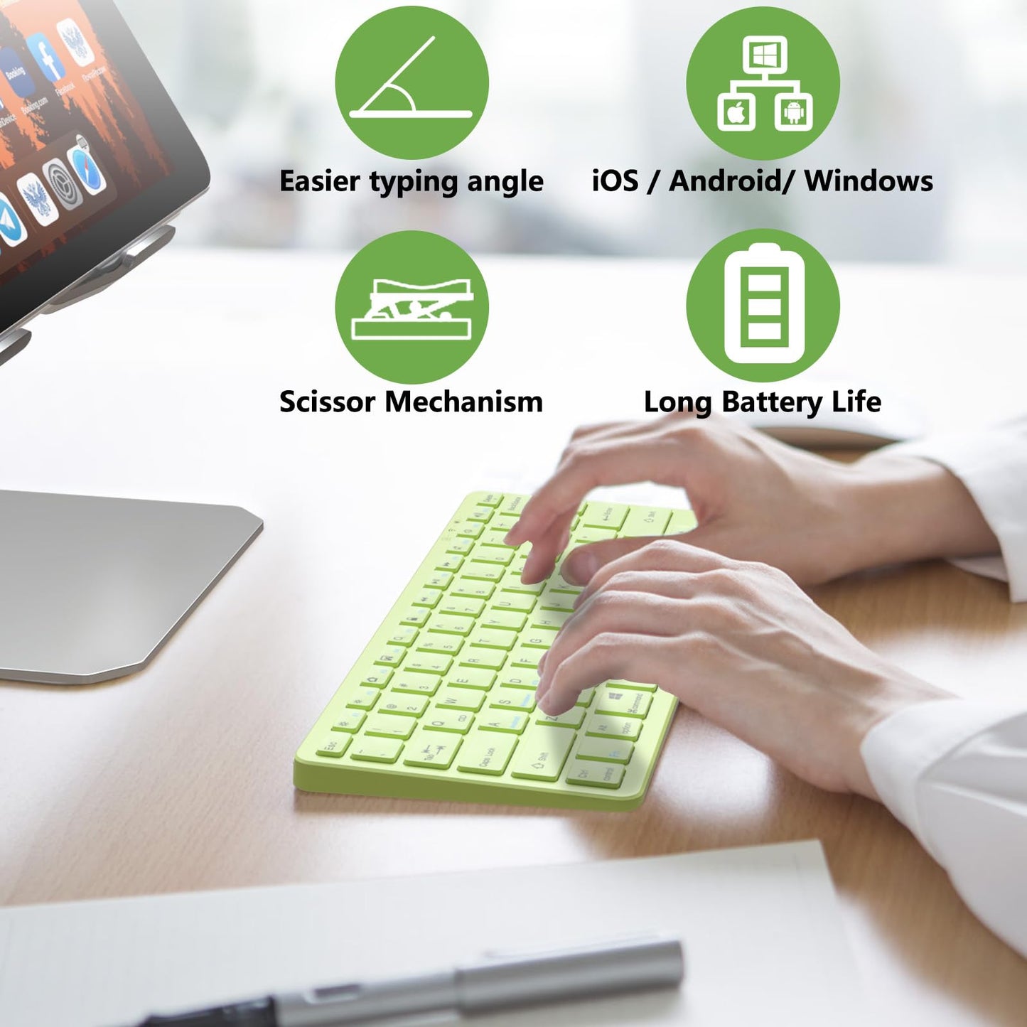 MMK Bluetooth Keyboard, Tablet Keyboard Compatible iPad 11th Generation,iPad 10th/9th/8th & Air 5th/4th, iPda Pro 13/12.9/11-Inch and Air 13/11-Inch Models and More Bluetooth-Enabled Devices-White