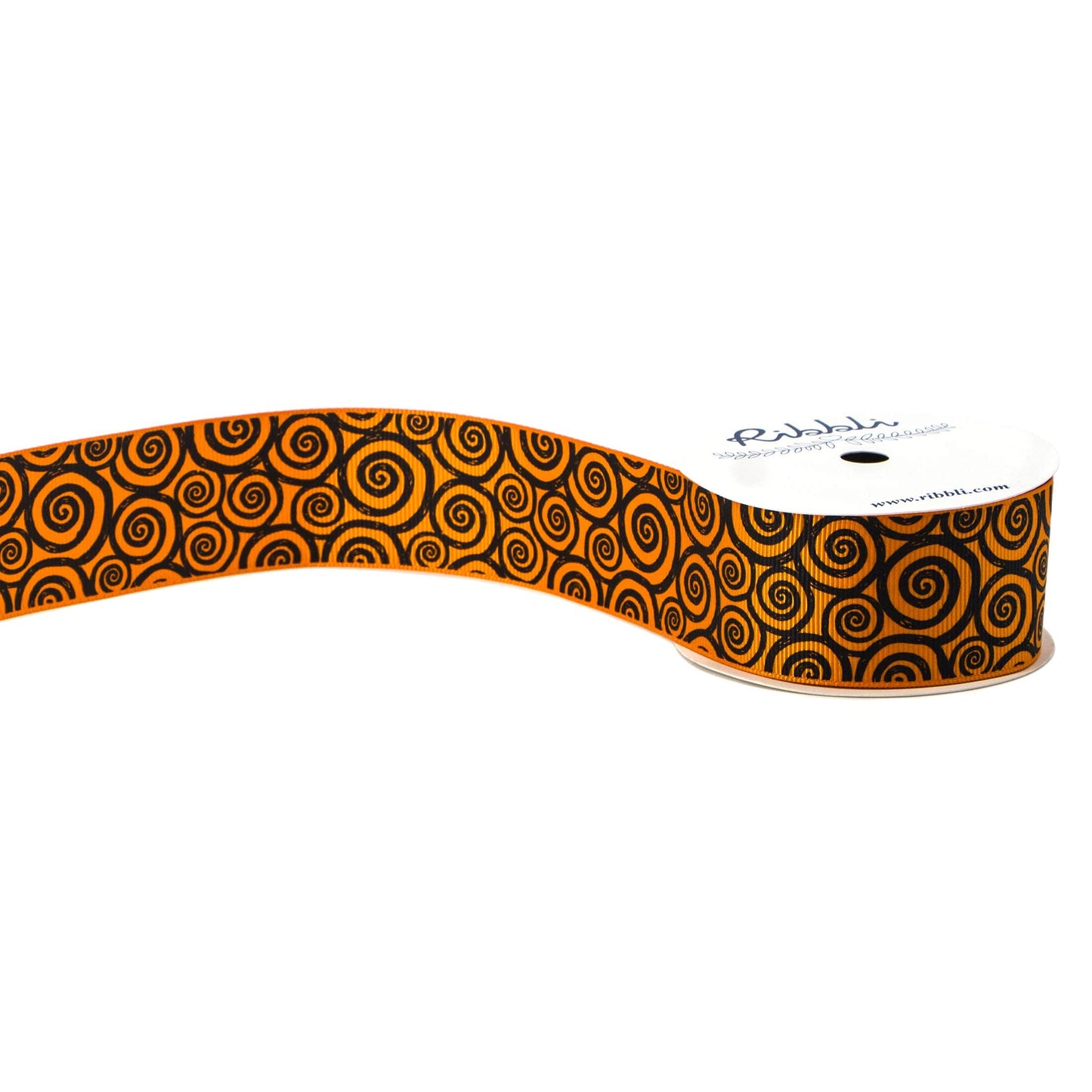 Ribbli Grosgrain Halloween Swirl Print Craft Ribbon,1-1/2 Inch,10-Yard Spool, Orange/Black,Use for Halloween Wrapping,Fall Decoration,All Crafting and Sewing