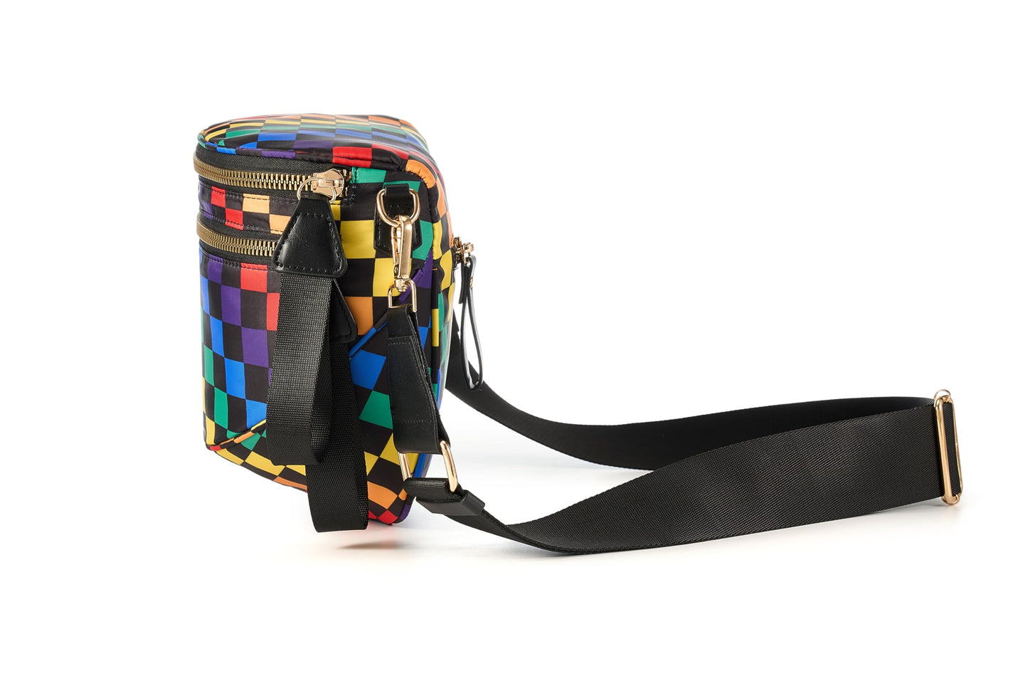 Spacious Checkered Nylon Crossbody Bag Bum Bag Checkered Handbags Wallets for Women