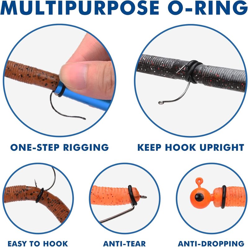 Truscend Gradient Fishing Wacky Rig Tool - 210 Silicone O-Rings for 3"-7" Worm Lures | Easy Installation & Protection