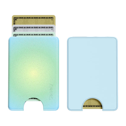 Casely MagWallet | Starfish Wishes | Coral Pink Shimmer | Slim Wallet Card Holder | Compatible with MagSafe | Soft-Touch Hard Silicone | Holds Up to 3 Cards