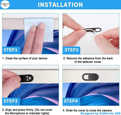 California JOS Webcam Cover, 0.03 inch Ultra Thin Laptop Camera Cover Slide for iPhone iPad MacBook Pro Computer iMac Cell Phone PC Accessories Camera Blocker Slider, Great for Privacy