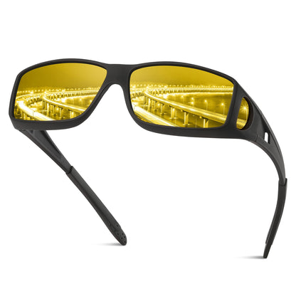 Tnnaiko Night Driving for Men Women, Night Vision Glasses Fit Over Glasses Sunglasses Polarized Nighttime