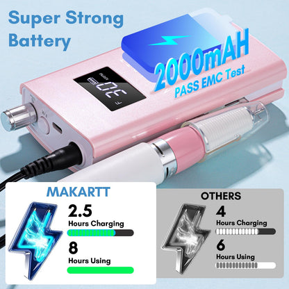Makartt Electric Nail Drill - 35000RPM Rechargeable Efile with Coreless Motor, Nouvella Portable Nail Filer Machine for Acrylic Gel Removal with Drill Bits Set, Black