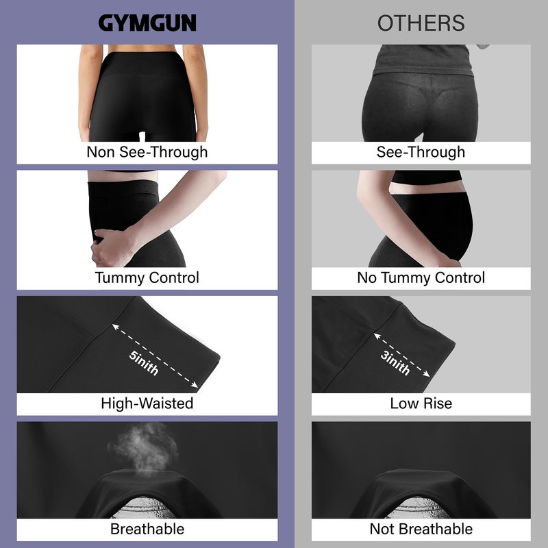 GYMGUN 3 Pack Leggings with Pockets for Women,High Waisted Tummy Control Workout Yoga Pants Reg & Plus Size