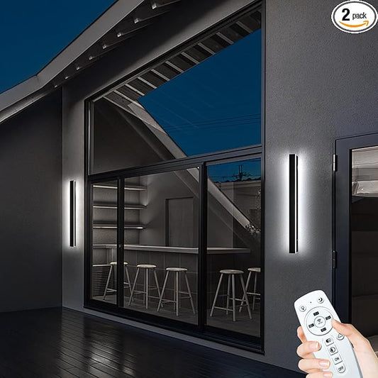 2PC 39inch Modern Outdoor Wall Lights, 2700k-6500k Dimmable Long Exterior Light Fixtures Wall Mount IP65 Waterproof Linear Outdoor Wall Sconce Lights LED Outside Garage Lights for House Patio