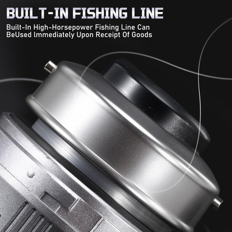 Sougayilang Spincast Fishing Reel, Size 30 Reel, Right or Left-Hand Retrieve, 3.9:1 Gear Ratio, Pre-spooled with Mono Fishing Line-Silver