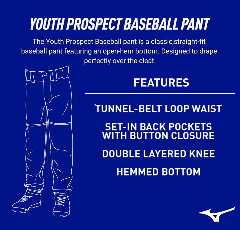 Mizuno boys Youth Baseball Pants, White, X-Small US
