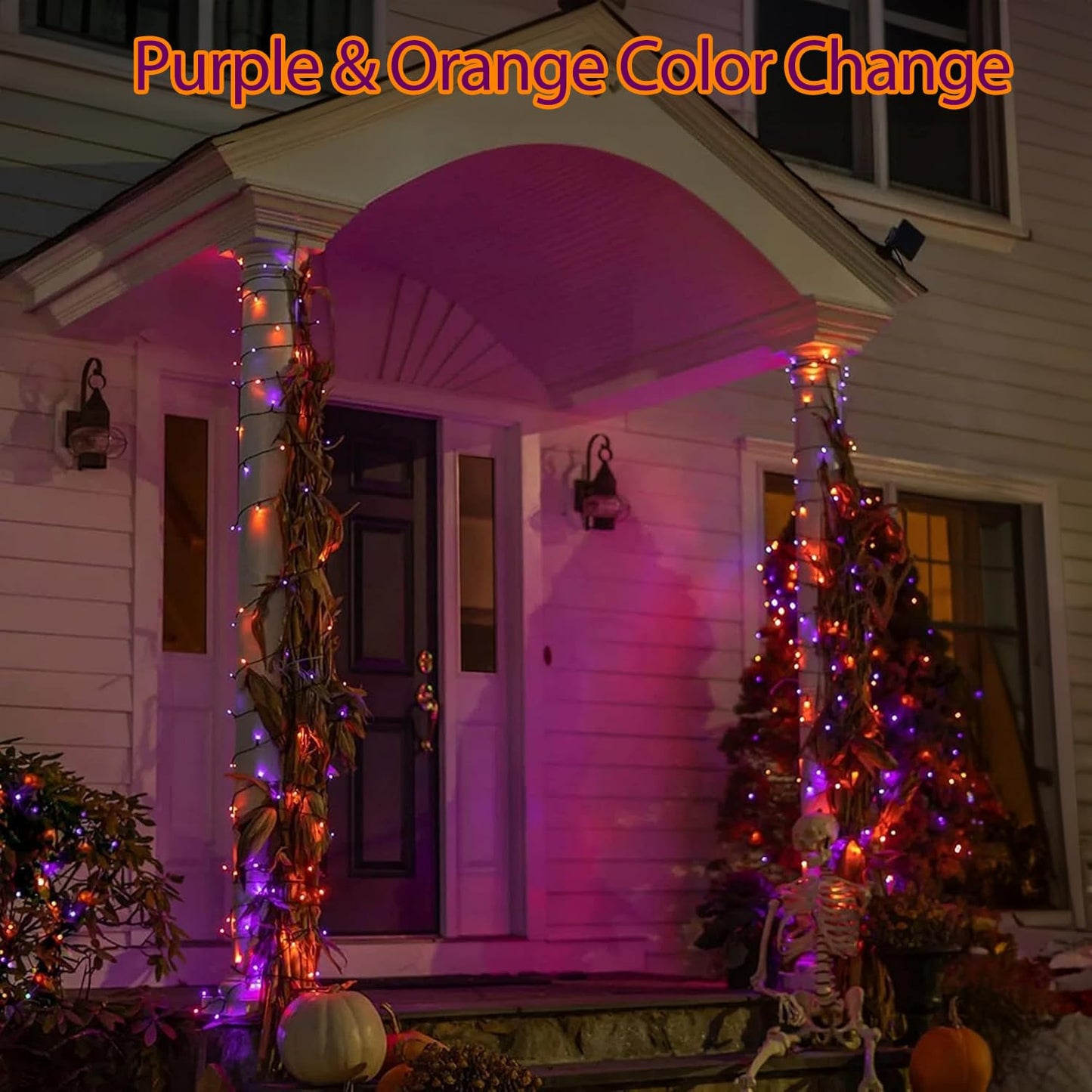 FairyGlim Halloween String Lights Plug in,33FT 100 LED String Lights with 8 Modes & Timer, Halloween Decorations for Party Carnival Supplies, Outdoor Indoor Yard Garden Decor, Purple & Orange