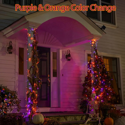 FairyGlim Halloween String Lights Plug in,33FT 100 LED String Lights with 8 Modes & Timer, Halloween Decorations for Party Carnival Supplies, Outdoor Indoor Yard Garden Decor, Purple & Orange
