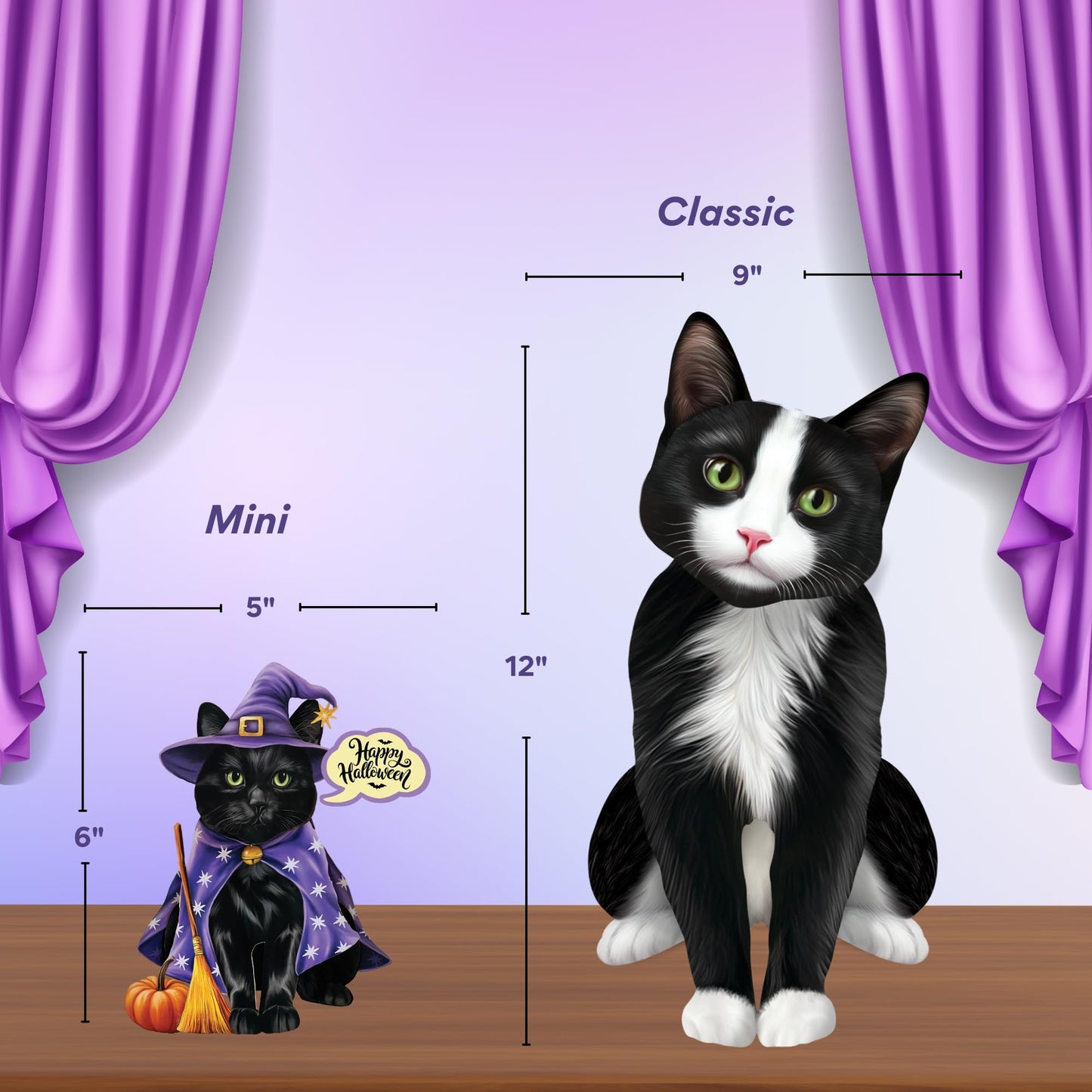 Freshcut Paper Pop Up Cards, Mini Halloween Cat, 6 Inch Mini Sized 3D Cat Gifts, Popup Greeting Card, Halloween Cards, October Card, Blank Notecard & Envelope