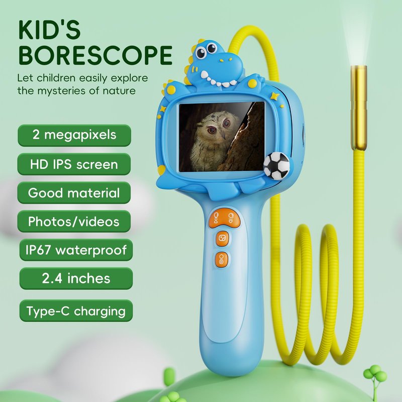 Kids Borescope Borescope Camera Toy with Light for Kids - STEM Science Educational Toy for 4 5 6 7 8 9 10 Years Old Boys Girls Birthday Gift, Snake Scope Camera for Outdoor Camping Nature Exploration