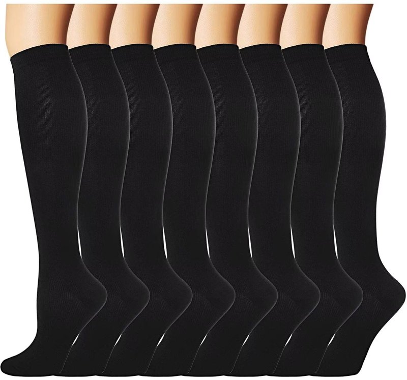 Double Couple 8 Pairs Compression Socks Men Women Knee High Compression Stockings for Sports Support Socks