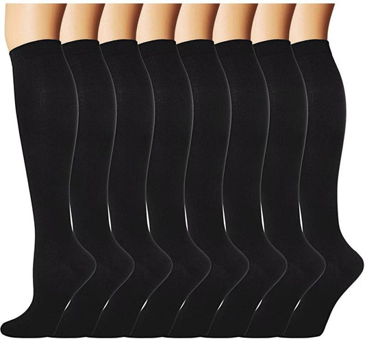 Double Couple 8 Pairs Compression Socks Men Women Knee High Compression Stockings for Sports Support Socks