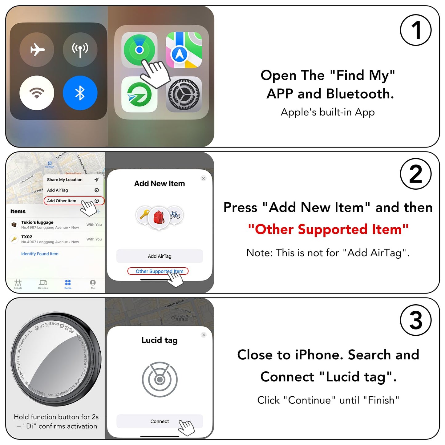 Air Tracker Tag Bluetooth Item Finder-4 Pack, Compatible with Apple Find My APP (iOS Only), 100dB Beep, Smart Tag Replaceable Battery, air tag and Locator for Keys/Luggage/Bags/Wallets etc., Black