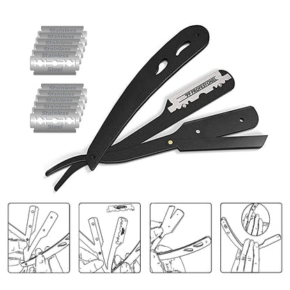 Beard Shaper, Beard Shaping Tools, Include Beard Template Guide, Professional Straight Edge Razor, 10 Count of Double Edge Blade, Barber Pencil, Beard Comb, 2 Stainless Steel Scissors, CUKBLESS