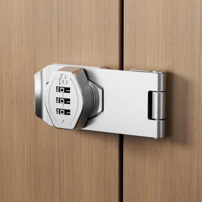 ETEKJOY Cabinet Lock Keyless 3-Digit Password Combination Code Hasp Latch Lock Twist Knob Wooden Drawer Cupboard (Silver, 3 inch)