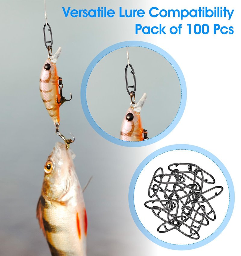 Thrymme Speed Clips for Fishing Lures, 100 Pcs Speed Clips Fishing, Crankbait, Freshwater Saltwater (0.7 X 0.2 Inch)