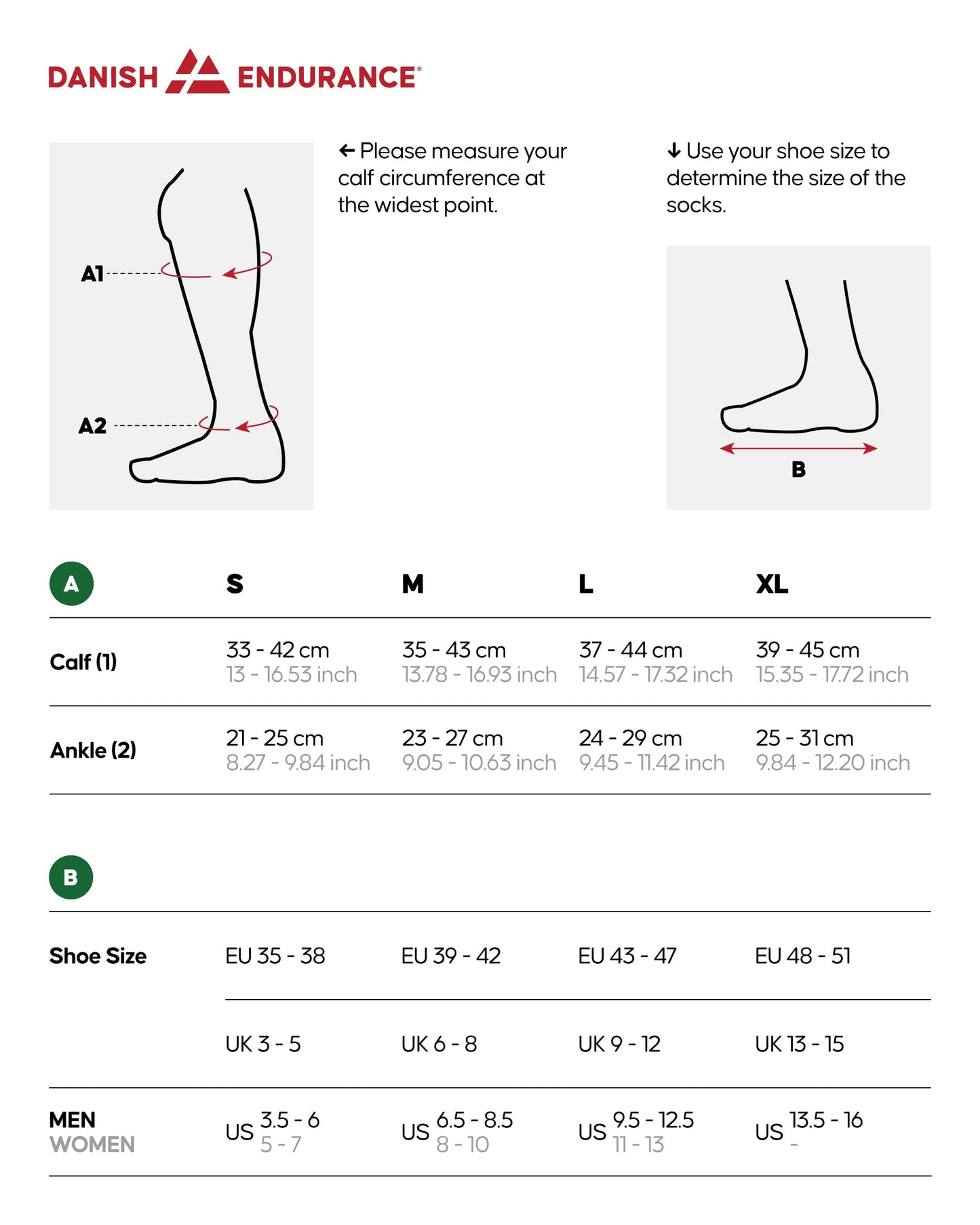 DANISH ENDURANCE Running Compression Socks, Flight Socks, 21-26mmHg, for Men & Women, Unisex, 2 Pack, Black/Grey, 43-47