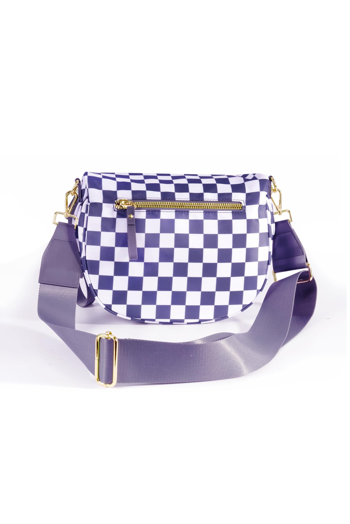 Spacious Checkered Nylon Crossbody Bag Bum Bag Checkered Handbags Wallets for Women