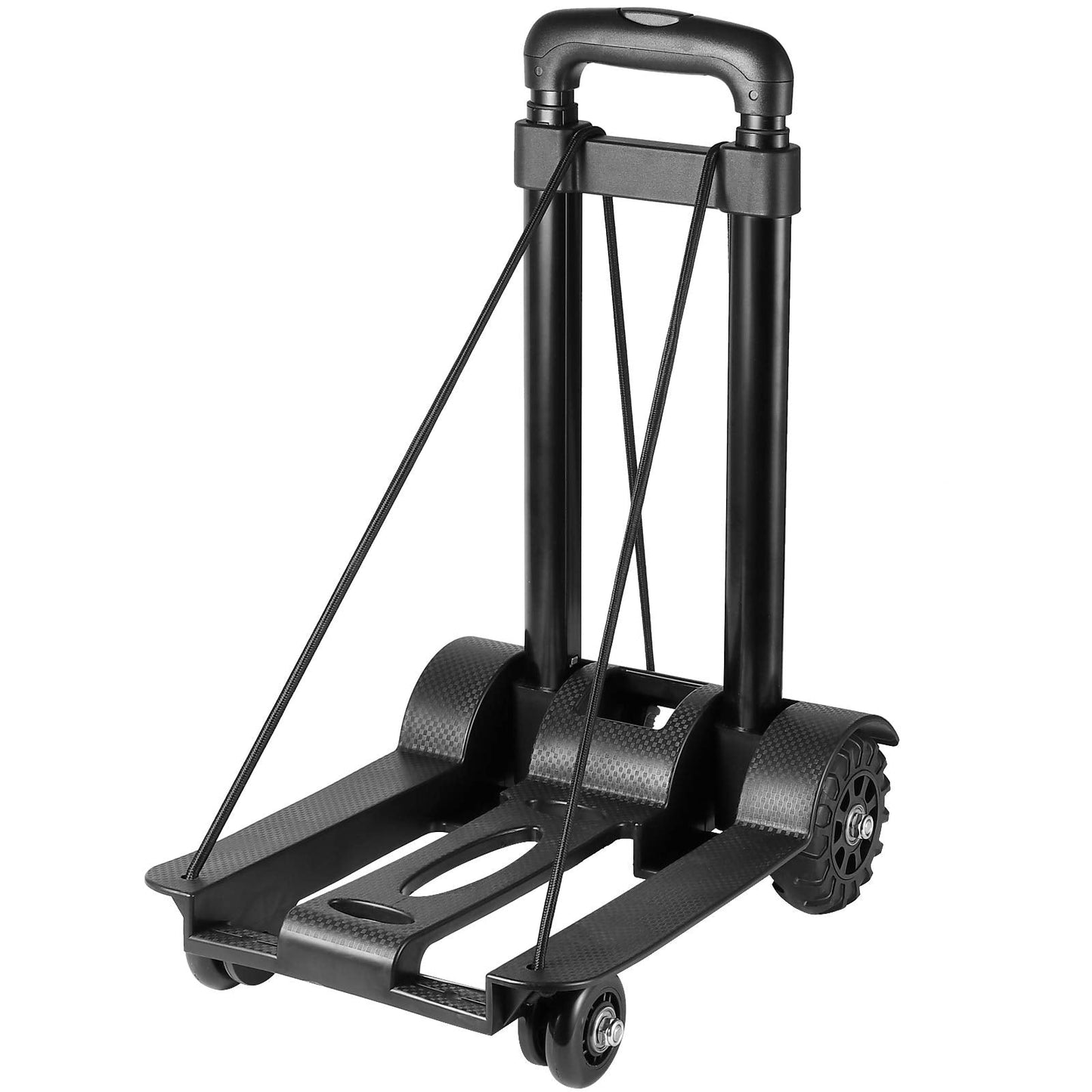 HOZEON Folding Hand Truck, 88 Lbs 40 KG Heavy Duty 4-Wheel Solid Construction Utility Cart for Luggage, Lightweight Compact Portable Fold Up Dolly for Luggage, Travel, Shopping Moving, Office, Black