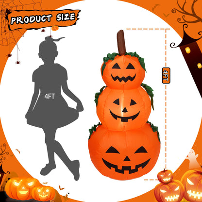 DearSun 4FT Halloween Inflatable Pumpkins Decor Blow up Pumpkin Stacked Halloween Decorations Outer Decoration Large Party Yard Decoration (Pumpkin 3)