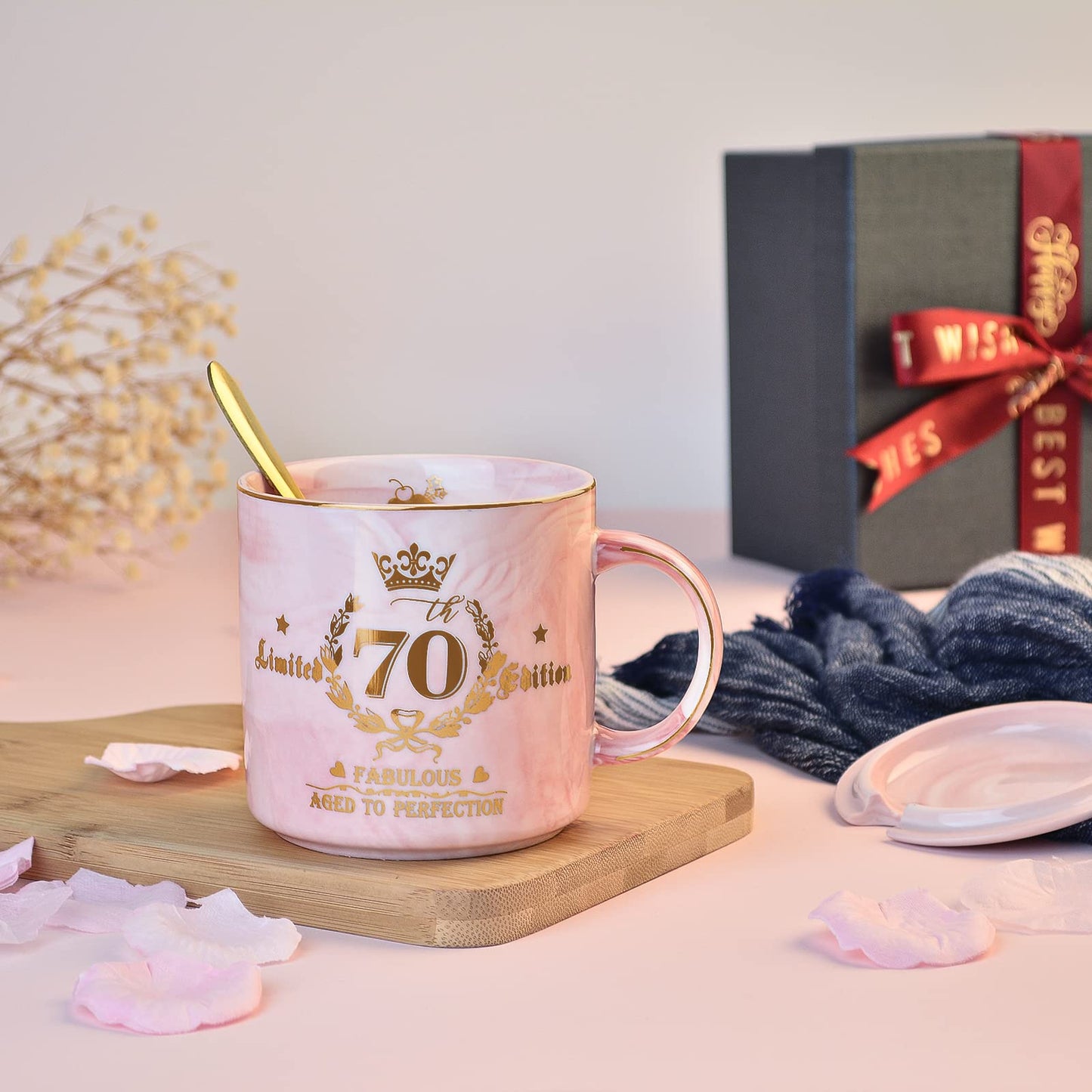 Best Friend Birthday Gifts for Women, Friendship Gifts for Women, Unique Birthday Valentines Day Gift Ideas for Her, Friends Female, Besties, BFF Ceramic Marble Coffee Mug Gift Box Printed Gold 14 oz