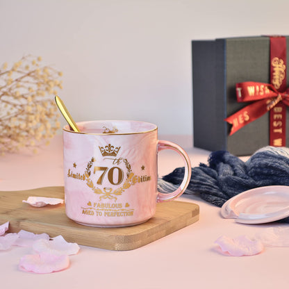 Best Friend Birthday Gifts for Women, Friendship Gifts for Women, Unique Birthday Valentines Day Gift Ideas for Her, Friends Female, Besties, BFF Ceramic Marble Coffee Mug Gift Box Printed Gold 14 oz