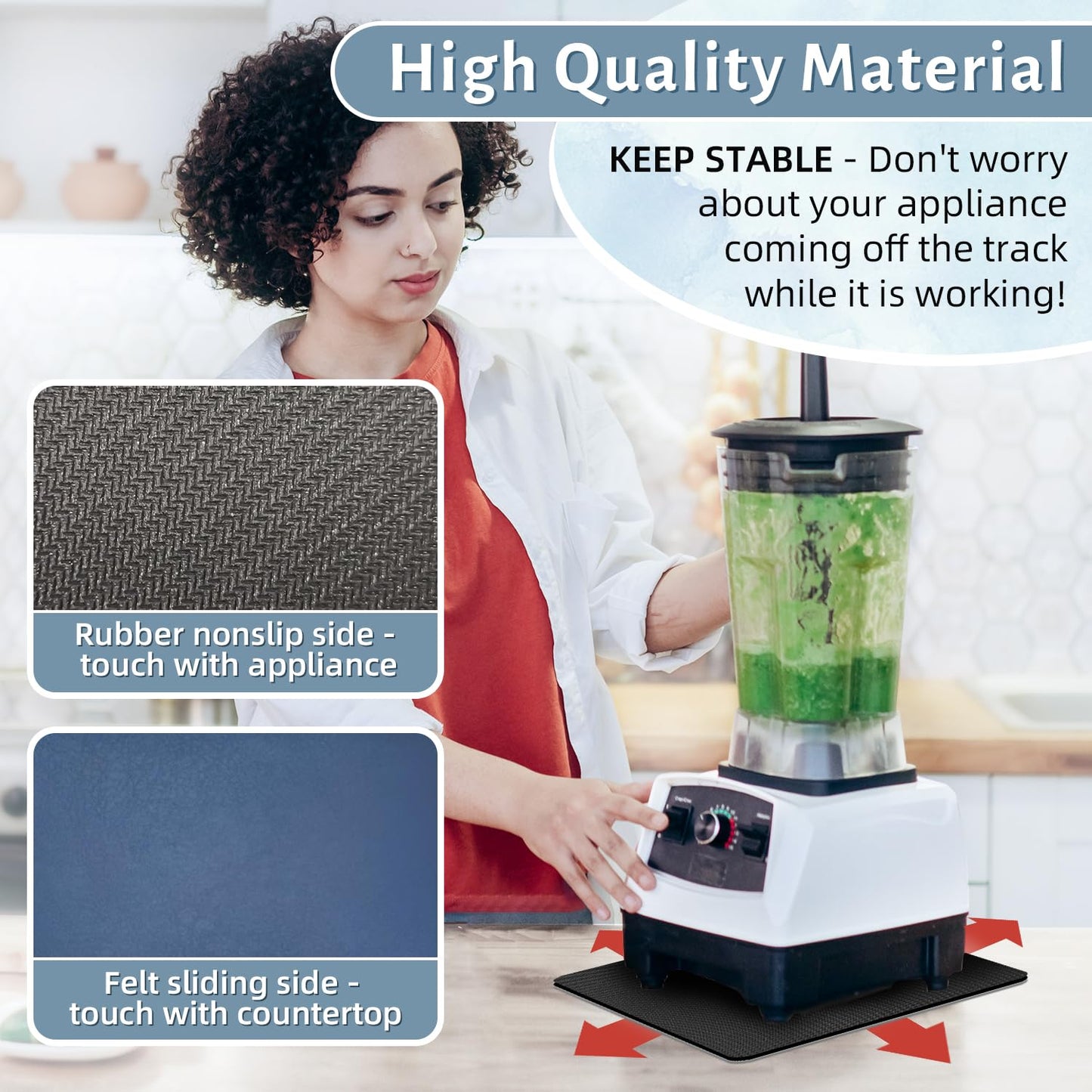 LOPNUR 14"x10" Small Appliance Slider, Appliance Sliders for Kitchen Appliances, 360° Rotating Sliding Tray for Coffee Maker, Heat Resistant Mat Cut to Fit Stand Mixer Air Fryer Microwave, Gray