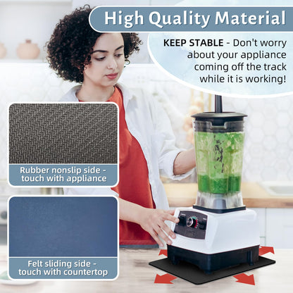 LOPNUR 14"x10" Small Appliance Slider, Appliance Sliders for Kitchen Appliances, 360° Rotating Sliding Tray for Coffee Maker, Heat Resistant Mat Cut to Fit Stand Mixer Air Fryer Microwave, Gray